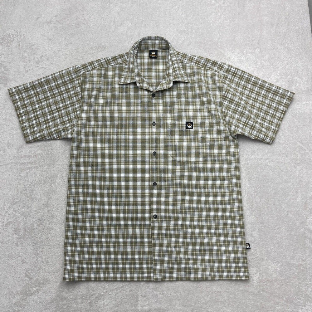 Lowrider Shirt Mens Medium Brown White Button Up Short Sleeve OG